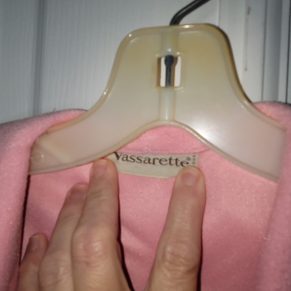 Vintage Vassarette Pink Velour Long Bathrobe Robe Small/Medium Whipstitch Detail - Picture 6 of 8